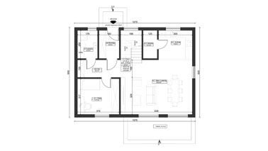 ERDOL 1 XL - Version Links (Wohnzimmer auf der linken Seite) - Treppe in Treppenhaus - Grundriss Erdgeschoss