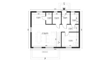 ERDOL 1 XL - Version Rechts (Wohnzimmer auf der rechten Seite) - Treppe im Wohnzimmer - Grundriss Erdgeschoss