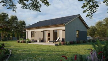 ERDOL 1 XL - Version Links (Wohnzimmer auf der linken Seite) - Satteldach ohne ausgebautem Dachboden -Dachneigung  25 Grad - keine Dachfenster - Standard - Styropor, Netz, Kleber - Winchester - Ohne