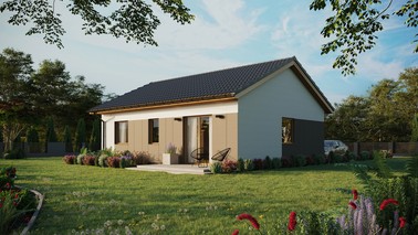 ERDOL 2 - Version Links (Wohnzimmer auf der linken Seite) - Satteldach ohne ausgebautem Dachboden -Dachneigung  25 Grad - keine Dachfenster - Standard - Styropor, Netz, Kleber - Winchester - Ohne